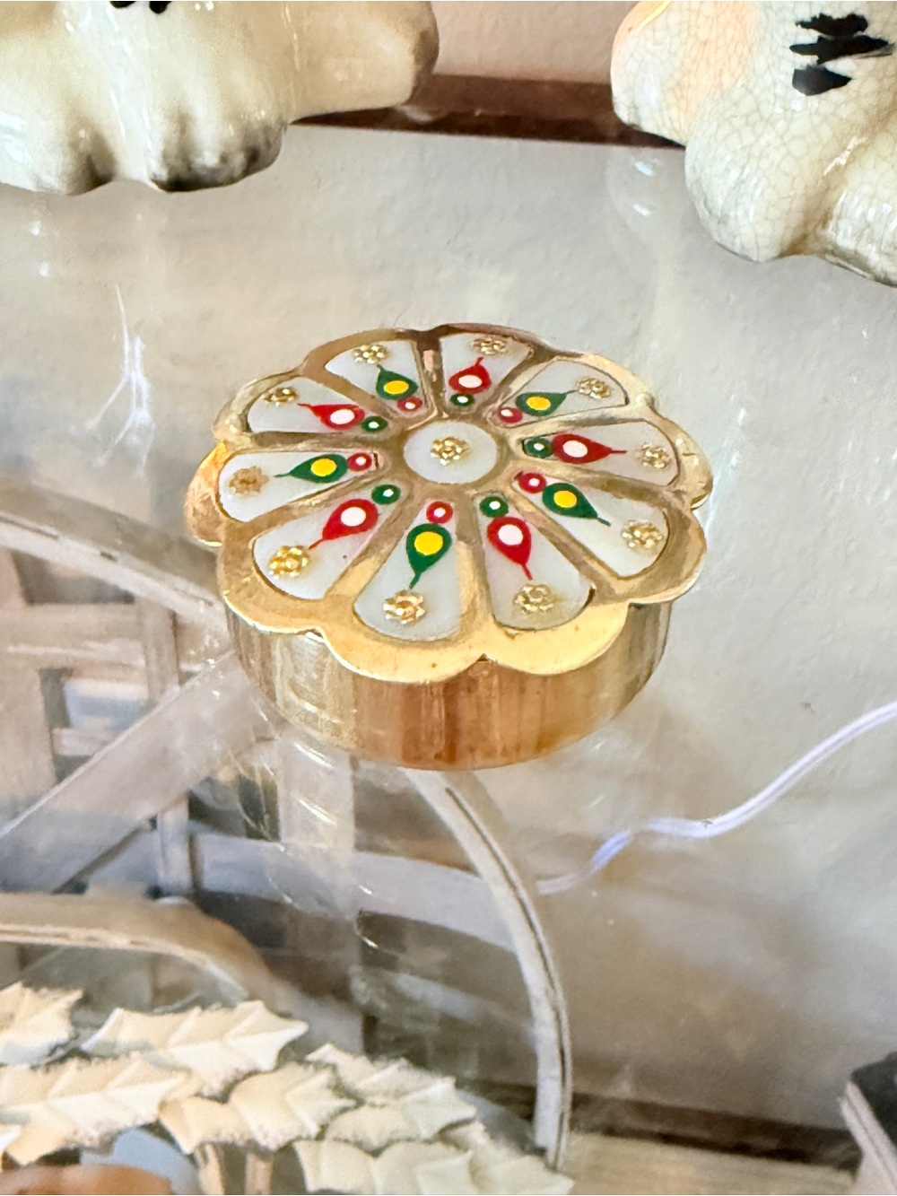 Vintage Brass and Mother of Pearl Trinket/Pill Box